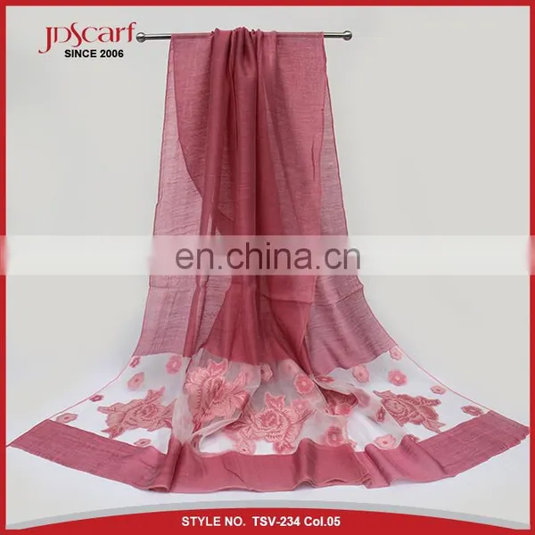 Latest Design Great Quality Silk and Wool Feeling Muslim Lace Scarf Fashionable Scarf photo-4