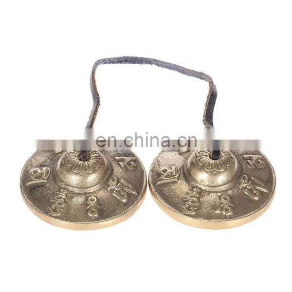 2.6in Handcrafted Tingsha Cymbal Bell W/Striker for Buddhism Meditation Old Tibet Tibetan Buddhist Bronze Tingsha Cymbals photo-6