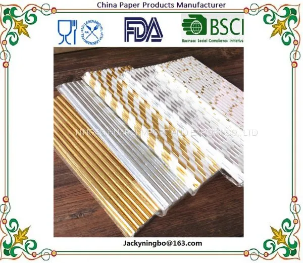Golden Foil Option Design Paper Straws For Wedding Birthday Party Fashion Drinking Straws Decoration Supplies