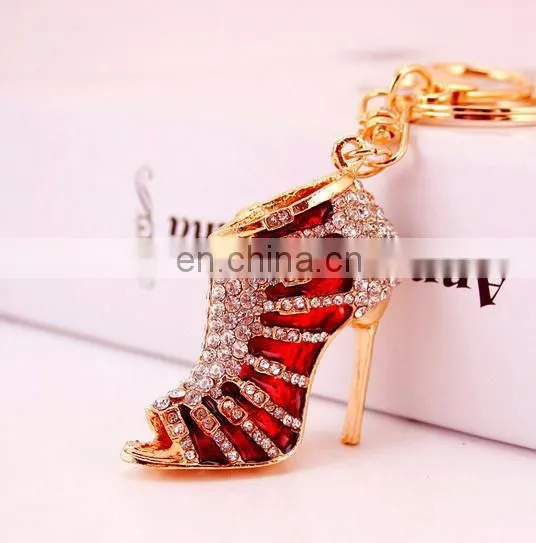 Bag Charms Accessory High Heel Shoe Rhinestone Keychain photo-3