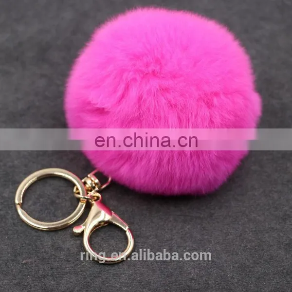 Various Colors Fashion Cute Ball Keychain Rabbit Fox Fur Pompom photo-3