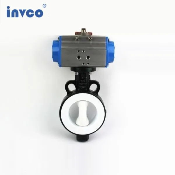 INVCO Wafer Type Pneumatic Butterfly Valve,Wafer Connection Fluorine Butterfly Valve photo-2