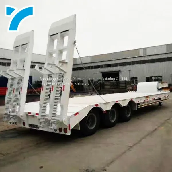 Low Bed Truck Semi 3 Axles Lowboy Trailer Lowboy Semi Trailer photo-3