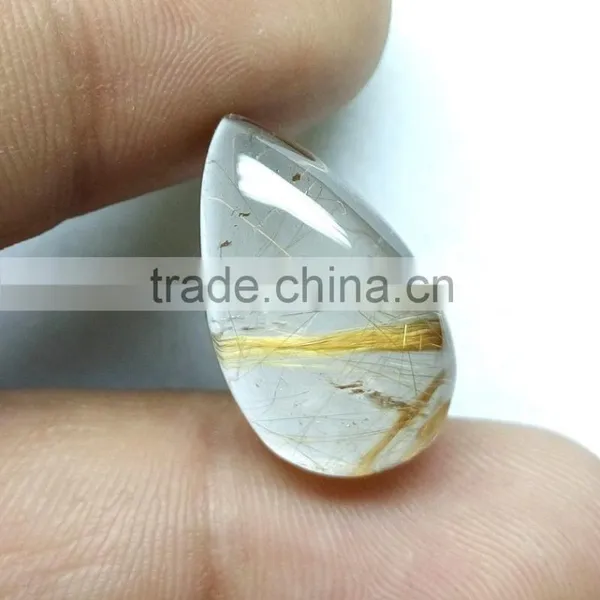 Rutilated Quartz / Golden Rutile Stone / Natural Rutile Cabochon Gemstone photo-3
