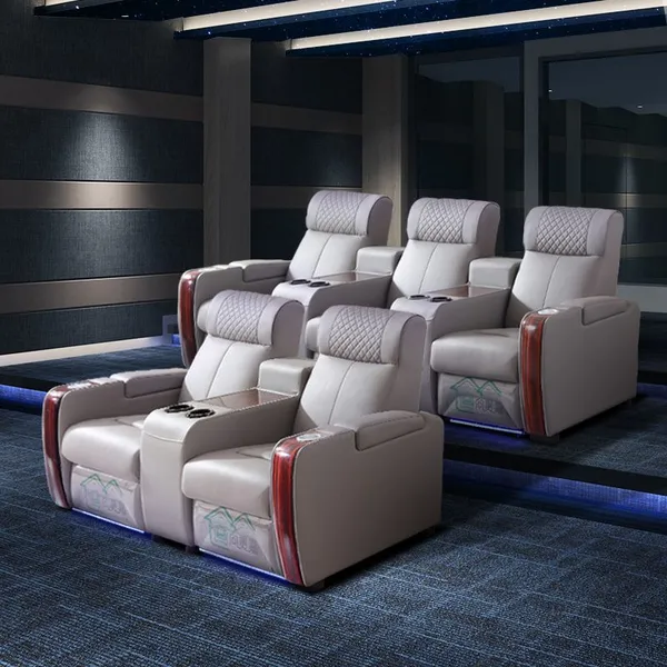 Private Villa Audio-visual Room Leather Electric Sofa Home Theater Electric Multi-functional Sofa Combination photo-4