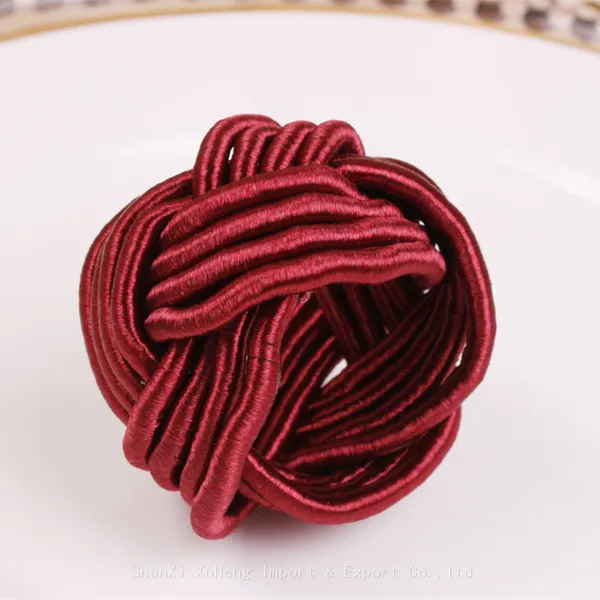 Enhance Your Table Setting with Stylish Burgundy Woven Napkin Ring Holders