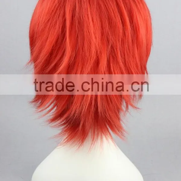 High Quality 35cm Short Straight Katekyo Hitman Reborn Kozato Enma Wig Red Synthetic Anime Wig Cosplay Hair Wigs Party Wig photo-5