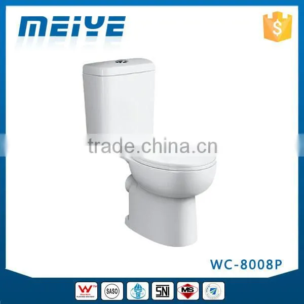 WC-8008P Washdown Two-piece Toilet With Soft Closing Cover Ramp Down Closer, Water Closet Toilet Bowl