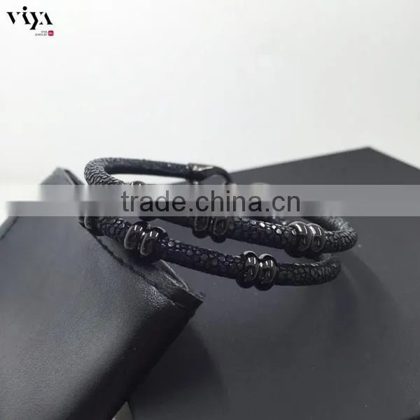 2016 New Trendy Most Popular Wholesale New Year's Gift Item Luxury Stingray Leather Bracelet For Men photo-5