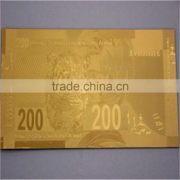 Gold Plated South African 200 Rand Banknotes
