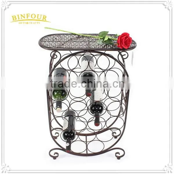 Antique Style Black Metal Wine Rack Wine Shelf Home Furniture photo-4