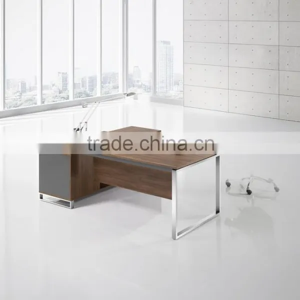 DT-14 High End Stainless Steel Base Office Table Modern Design MDF Executive Table photo-2