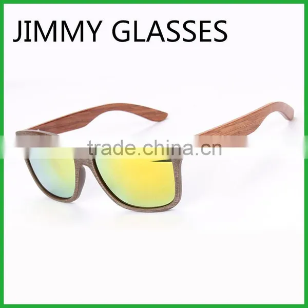 JMP618 Yellow Mirror Lens UV400 Wood Pattern Sunglasses
