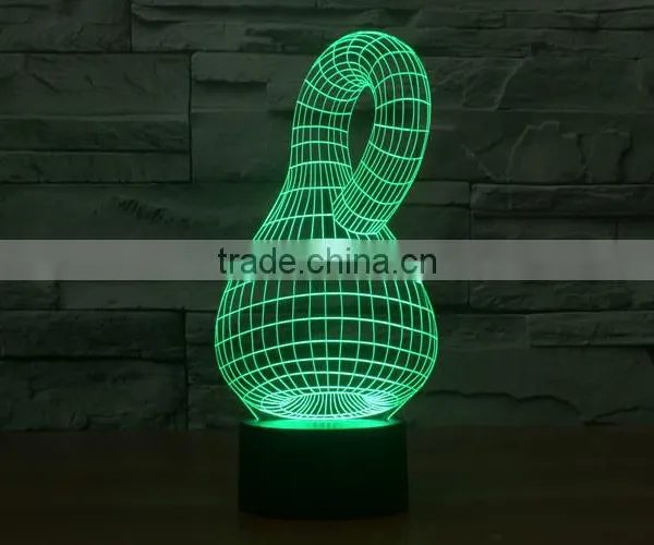 Calabash Shape 3d Optical Illusion Acrylic Led Night Light Lamp Touch Control + Battery Operated Christmas Led Lights photo-2
