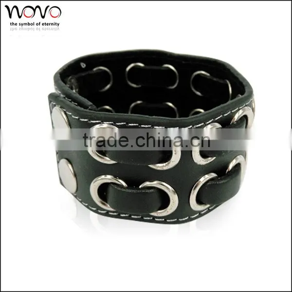 Personalized Leather Wrap Bracelets Stainless Steel Cheap Leather Bracelets Mens Bracelets photo-4