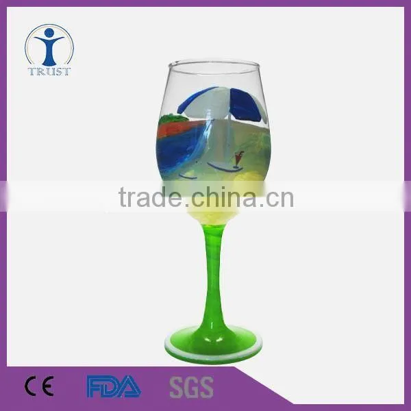 Colored Festival Celebrate Hand Printed Goblet Wine Glass