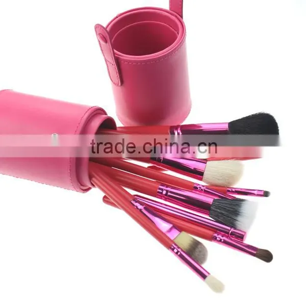 Pink Cosmetic Makeup Brushes Set Make up Tool With Leather Cup Holder photo-2