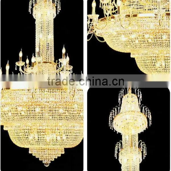 2016 Hotel Lobby Gold Chandelier Lamp Big Modern Crystal Chandeliers for High Ceiling photo-3