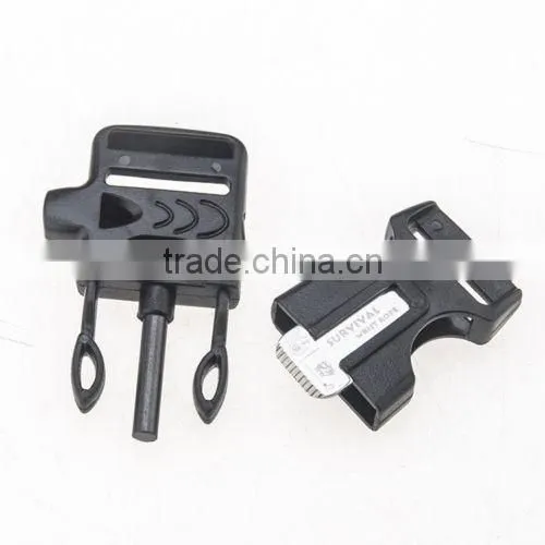Plastic Flint Fire Starter Scraper Whistle Buckle for Survival Paracord Bracelet photo-4