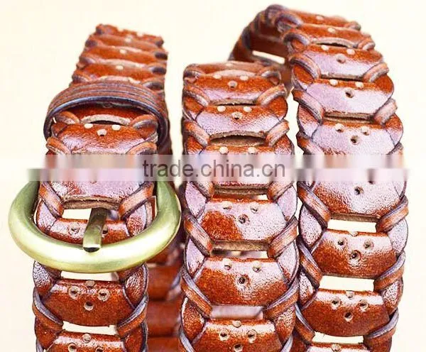 Ladies Skinny Braided Genuine Leather Belt photo-5