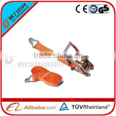 2" 5ton Orange Ratchet Strap Lashing With Double J Hook photo-2