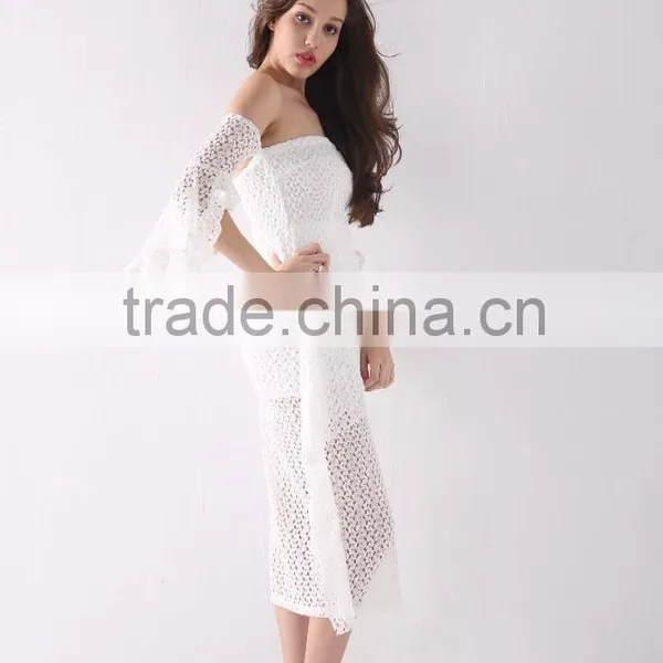 Latest Design Fashion Sexy Spring Off Shoulder White Apparel Dresses photo-4