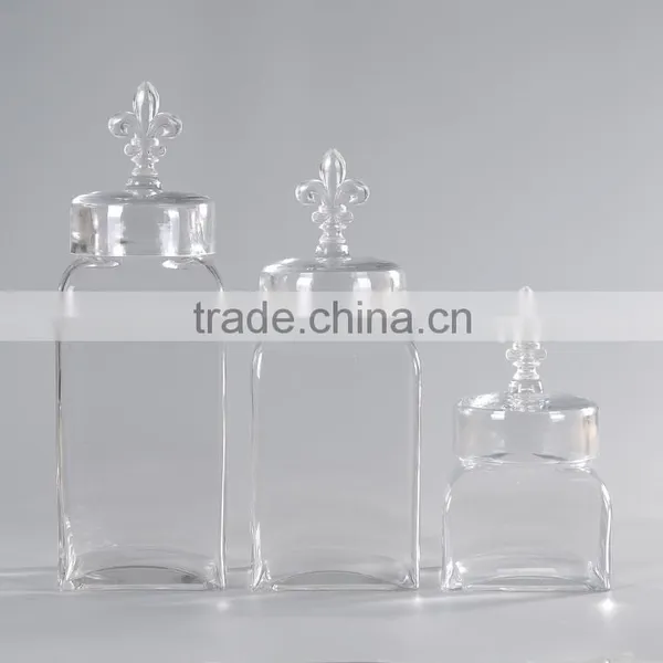 2014 Hot Selling Clear Square Glass Jam Jar With Flower-de-luce photo-5
