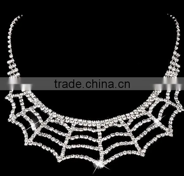 Mesh Design Jewelry Women Diamond Tiara Necklace Earrings Sets photo-3