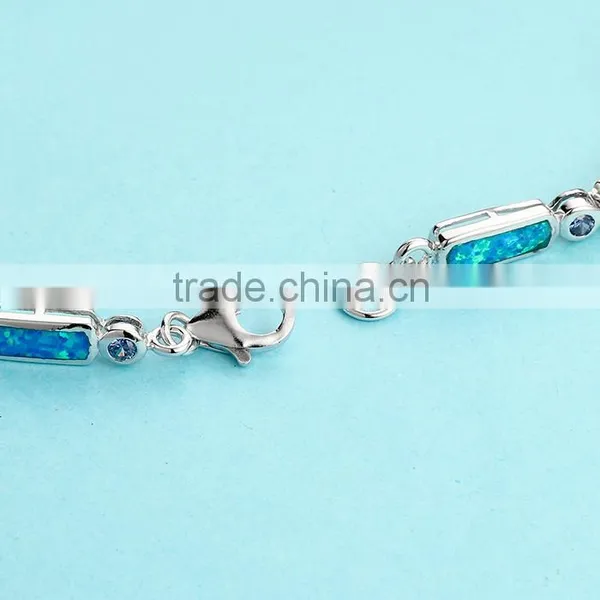 925 Sterling Silver Ocean Synthetic Blue Opal Bracelet Jewelry SBI181W photo-3