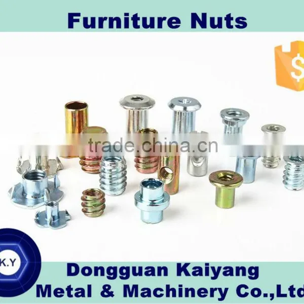 Furniture Fastener Nut With Zinc Plated (Blue , White/bright , Yellow Zinc Finish ): M4, M5, M6, M8, M10, M12