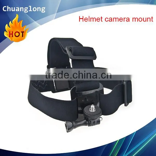 Adjustable action camera head mount with standard camera adapter