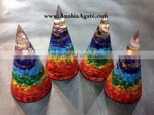 Chakra Energy Orgone Antenna-wholesale Orgone Engery Products : Mix Gemstone Copper Wire Wrapped Orgone Antenna photo-5