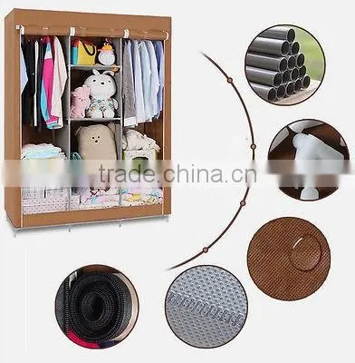 Portable Clothes Rack Wardrobes Bedroom,Wardrobe Closet Storage Organizer Garment Rack With Shelves photo-6