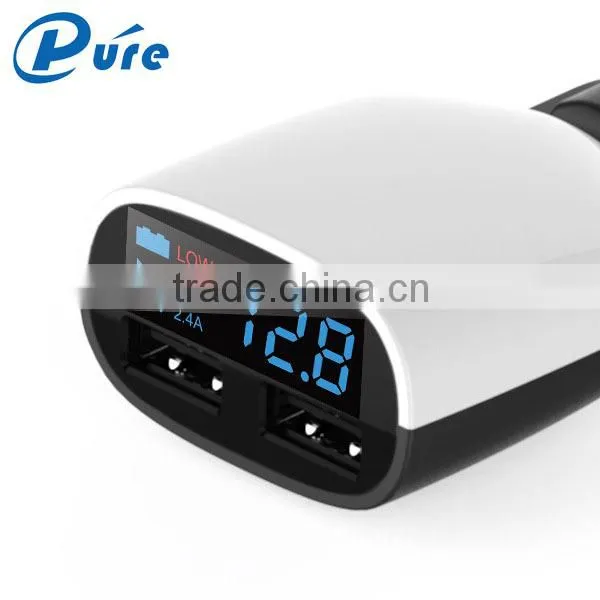 Wholesale Fashional 3.4A/4.8A 2 Port USB Rapid Charge LED Car Charger Display Out Input Voltage and Car's Battery Travel Charger photo-3