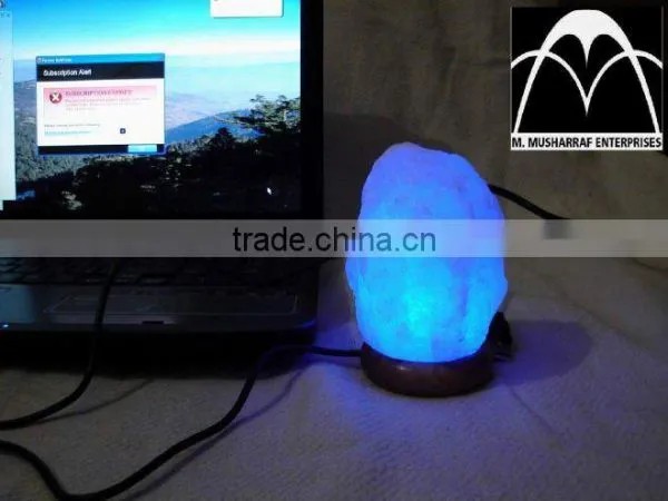 Himalayan Rock Salt USB Tiny BLUE Lamps NATURAL photo-2