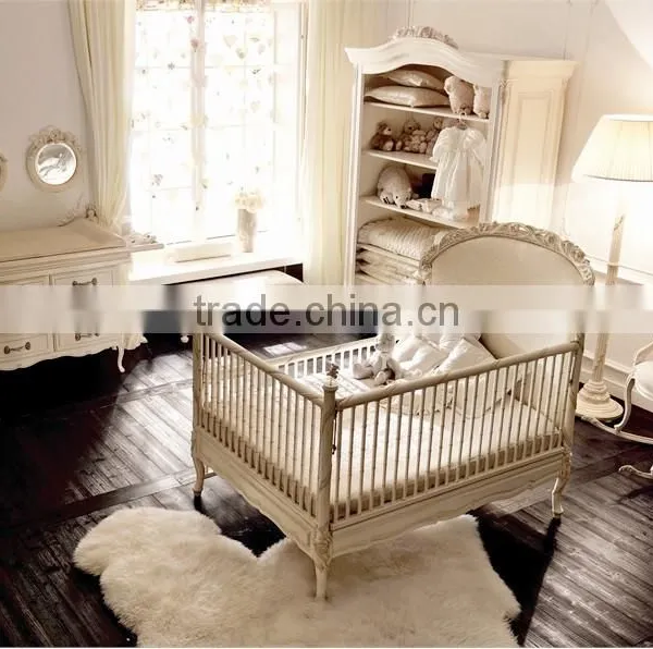 Victoria Style Carved Wooden Uphostered Bed, Ornate Design Children Bedroom Furniture Set, Child/Kid's Bed Set photo-4