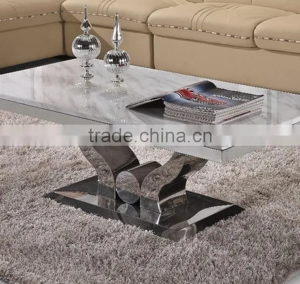 Hot Sell Marble Siver Stainless Steel Coffee Table photo-3