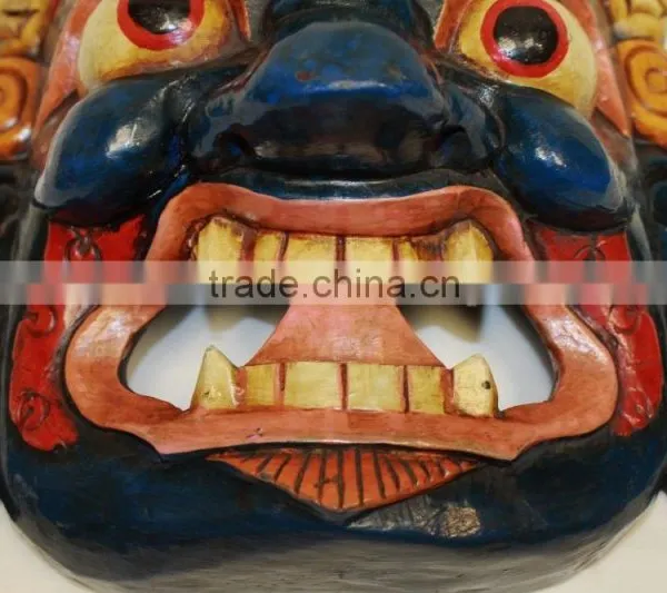 Hand Crafted Wooden Mask of Bhairab Mahakal Wall Hanging Made In Nepal photo-2