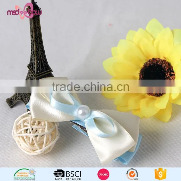 Fancy Design Girls Pink Ribbon Bow Hairgrips Alligator Hair Clip With Bead photo-3