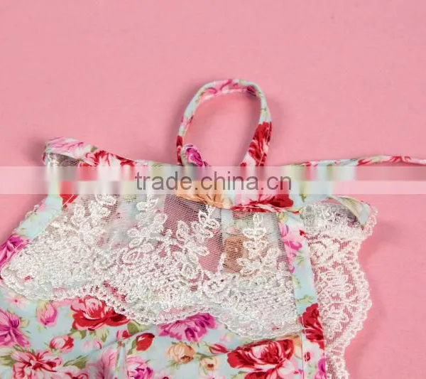 Wholesale Baby Girls 100%cotton Lace Jumpsuit ,floral Printed Jumpsuit for Baby Girls photo-6