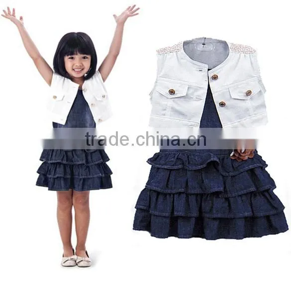 Fashion Baby Girl Kids Outfit Clothes Coat + Dress 2 Piece Set With Belt SV001188