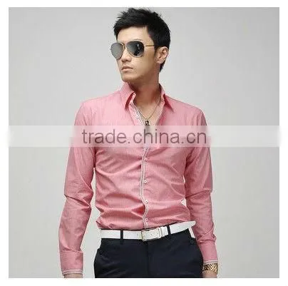 Men's Stylish Luxury Formal Casual Slim Fit Contrast Color Dress Shirts With Long Sleeves photo-2
