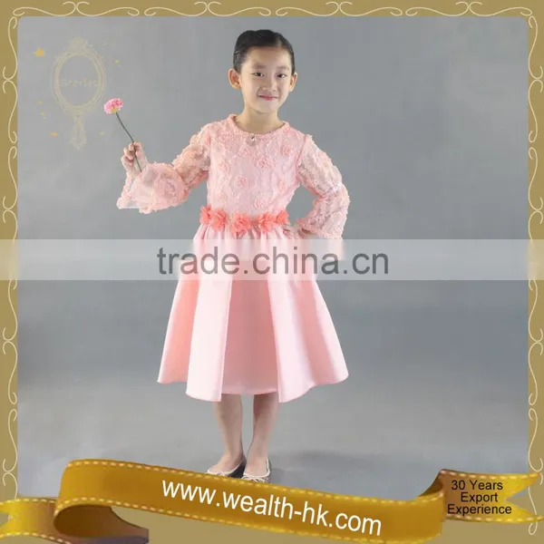Rosebud Flower Long Sleeves Girls Princess Dress photo-3