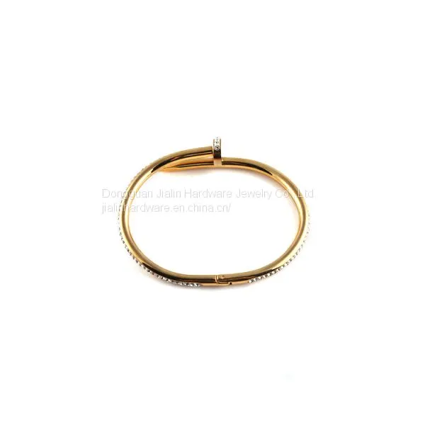 Fashion Stainless Steel Rhinestone Nail Style Openable Bangle Bracelet for Women Girl Jewelry photo-3