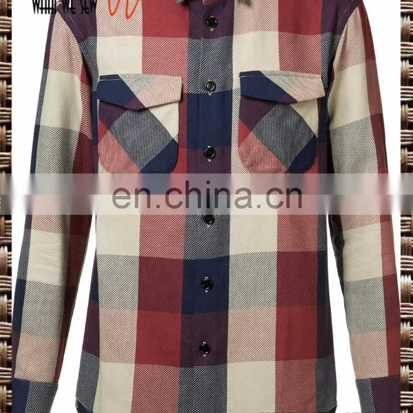 Red and Navy Checked Cotton Flap Pocket Shirt From W.W.S 100% Cotton Shirt.