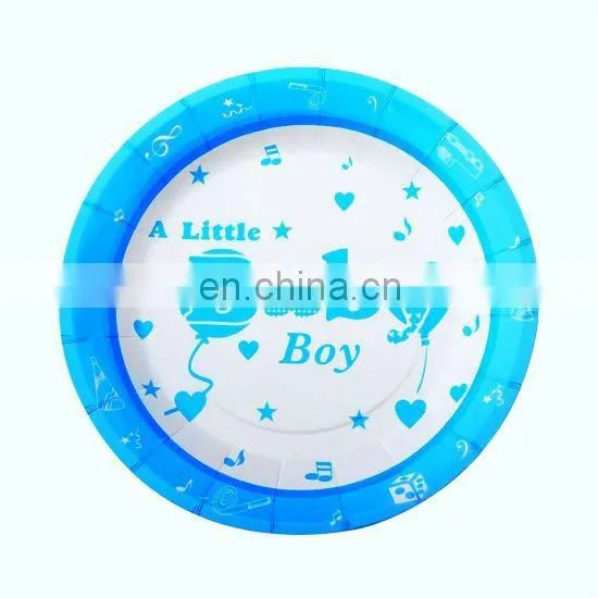 Fashional 7" Blue Round Cute Baby Boy's Theme Paper Plates