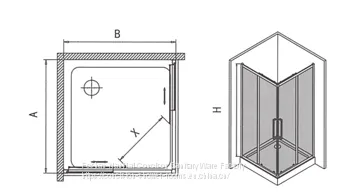 Shower Room Shower Enclosure Square Shape 2 Fixed Panels 2 Sliding Door photo-5