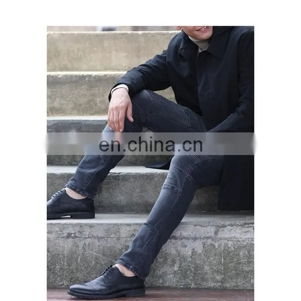 DiZNEW Soft Full Length Black 100% Cotton Elastane Washed Vintage Jeans Men photo-3
