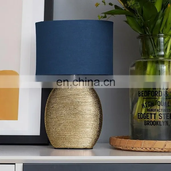 Multicolor Cheap Custom America Luxury Gold Ceramic Base Modern Royal Oval Table Lamps for Office photo-6