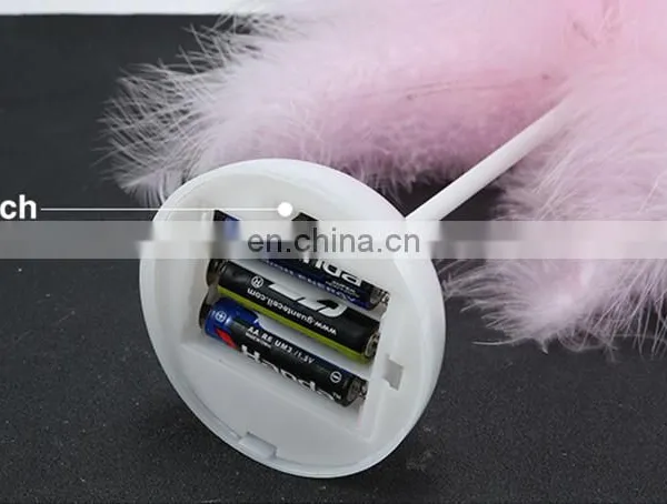 New Arrival Modern Luxury LED Feather Table Lamp Pink White Feather Lamp Battery For Bedroom Room Decoration photo-7